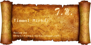 Timmel Mirkó névjegykártya